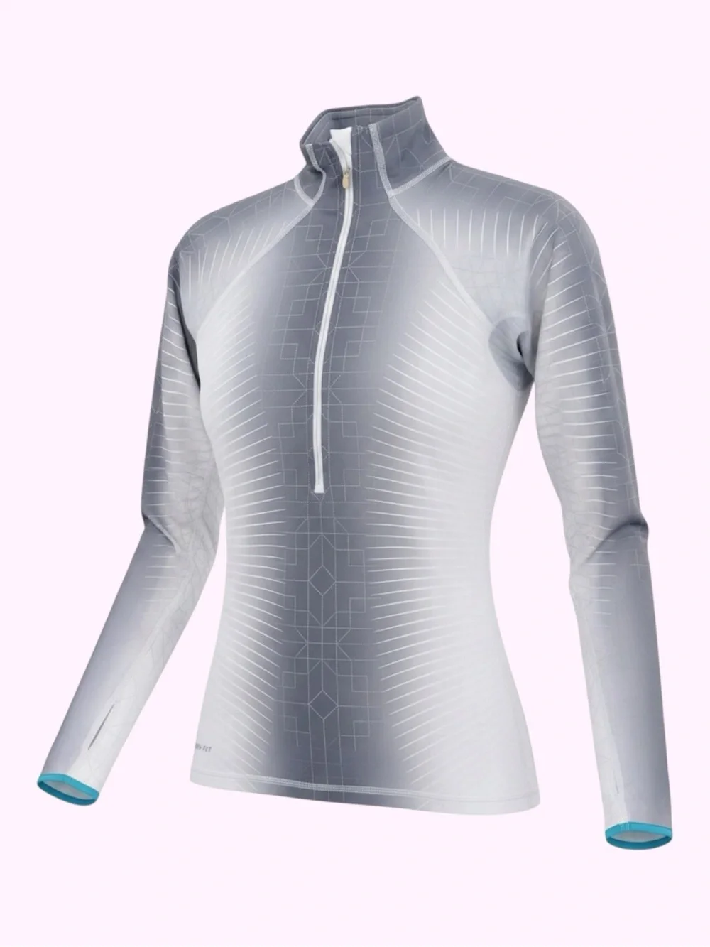 Nike Dri Fit Women’s Light Gray Long-Sleeve Quarter-Zip Athletic Top Size XS